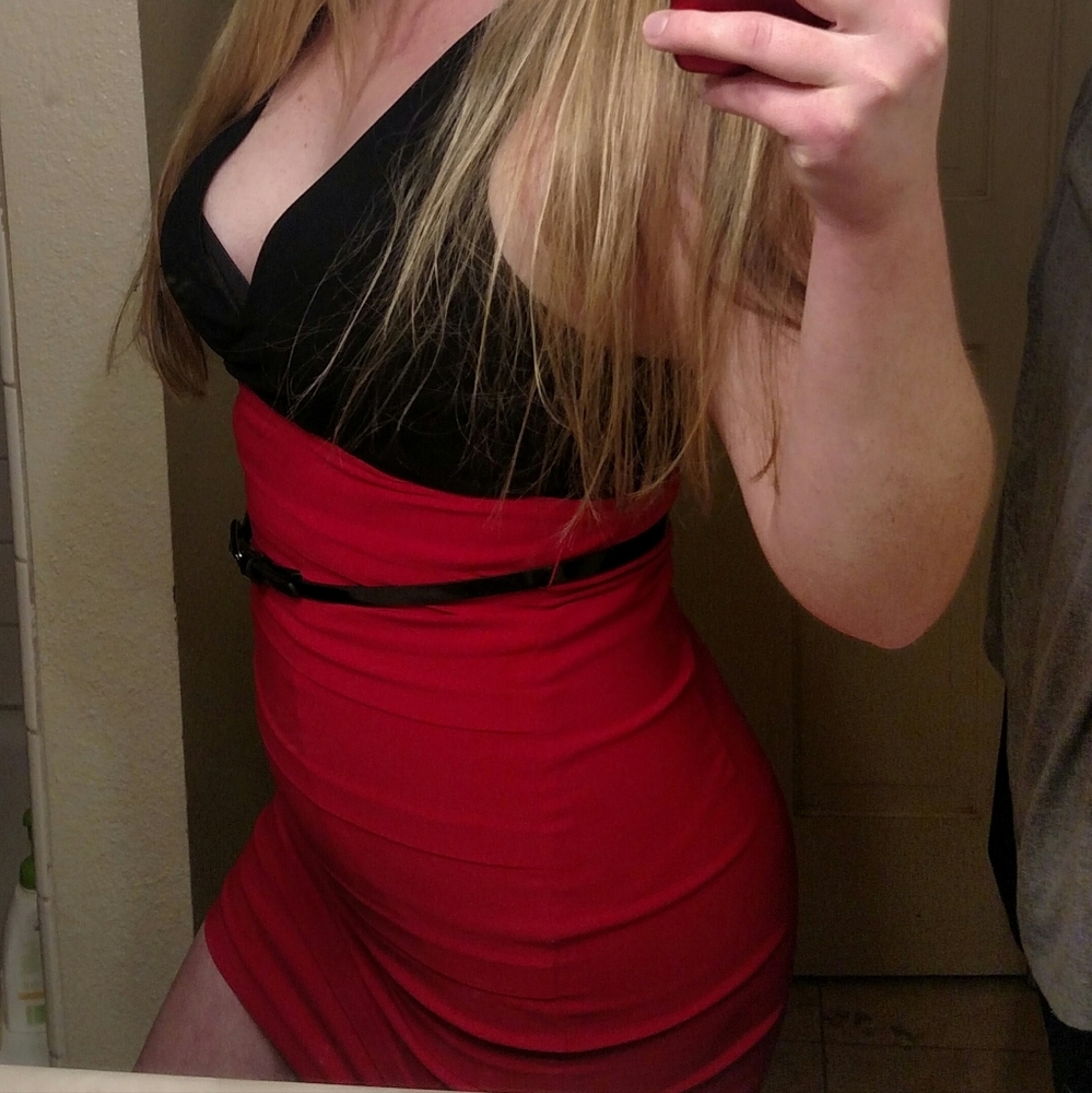 G by Guess Red & Black Dress Large